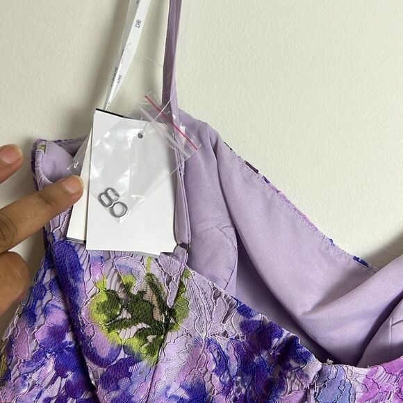 DB STUDIO, FLORAL PATTERNED LACE A-LINE,PURPLEMULTI,8 Dress with pockets - Picture 8 of 8